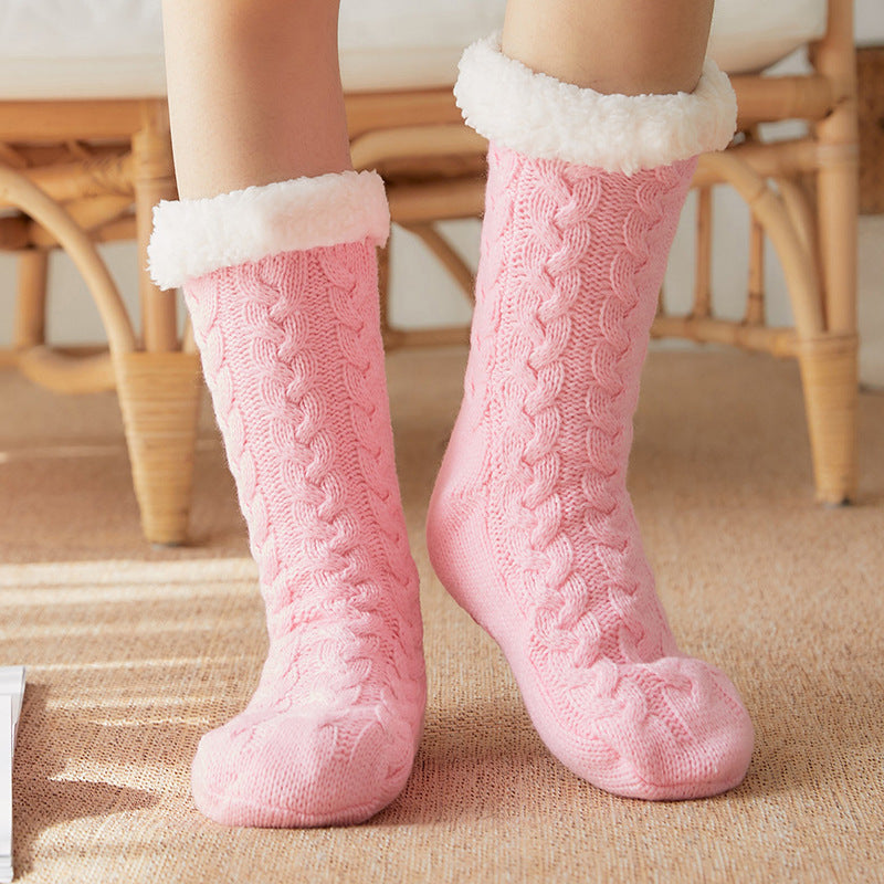 Winter Warm Knitted Plush Floor Socks Home Indoor Non-slip Carpet Socks For Men And Women